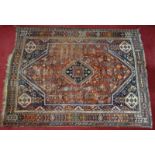 Teppich, Shiraz, 225*285cm, geometrisches Muster, rot-braungründigstarke Alters- u.Gebr.-spu
