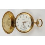 Jugendstil- Goldsavonette Longines", 585er Gold, um 1910Anhängeuhr mit 3 goldenen Deckeln, g