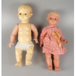 2 Puppen "Inge", SchildkrötZelluloid-Körper, Hals mit Schildkrötenmarke in Raute und Nummer