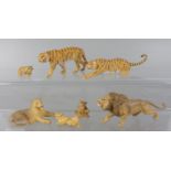7 Raubkatzen, Lineol, überwiegend 4. Generation, 1950er Jahre2 Tiger, Tigerjunges, Löwenweib