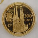 200 Euro 2010, Juan Carlos I, Spanien, 999er GoldGaudi. Kathedrale Sagrada Familia, 13,5g, i