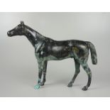 stehendes Pferd, Bronze, lackiertGew.1,75kg, H*L 17*23cm, stärkere Altersspuren