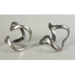 2 Serviettenringe, WMF, 925er Silbermodernes Design, D.4cm, Gew.55g