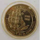 50 Euro 2008, Belgien, 999er GoldMaurice Maeterlinck "Der blaue Vogel", 6,22g, in Kapsel, pp