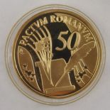 50 Euro 2007, Belgien, 999er Gold50 Jahre Römische Verträge, 6,22g, in Kapsel, pp, mit Echth