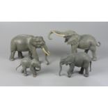 2 Afrikanische und 2 Indische Elefanten, Lineol, überwiegend 4. Generation, 1950er JahreZust