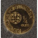 1/4 Euro 2006, Portugal, 999er GoldAlfons I. der Eroberer, 1,56g, in Kapsel, pp, mit Echthei