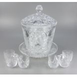Kristallbowle mit Unterteller und 6 Gläsermit Schleuderstern, Bowle mit Unterteller, Gew.6,8