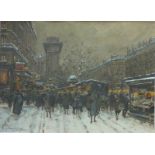 Kopie nach Eugène Galien-Laloue (1854, Paris-1941, Chérence), "An der Porte Saint-Denis im Winter",
