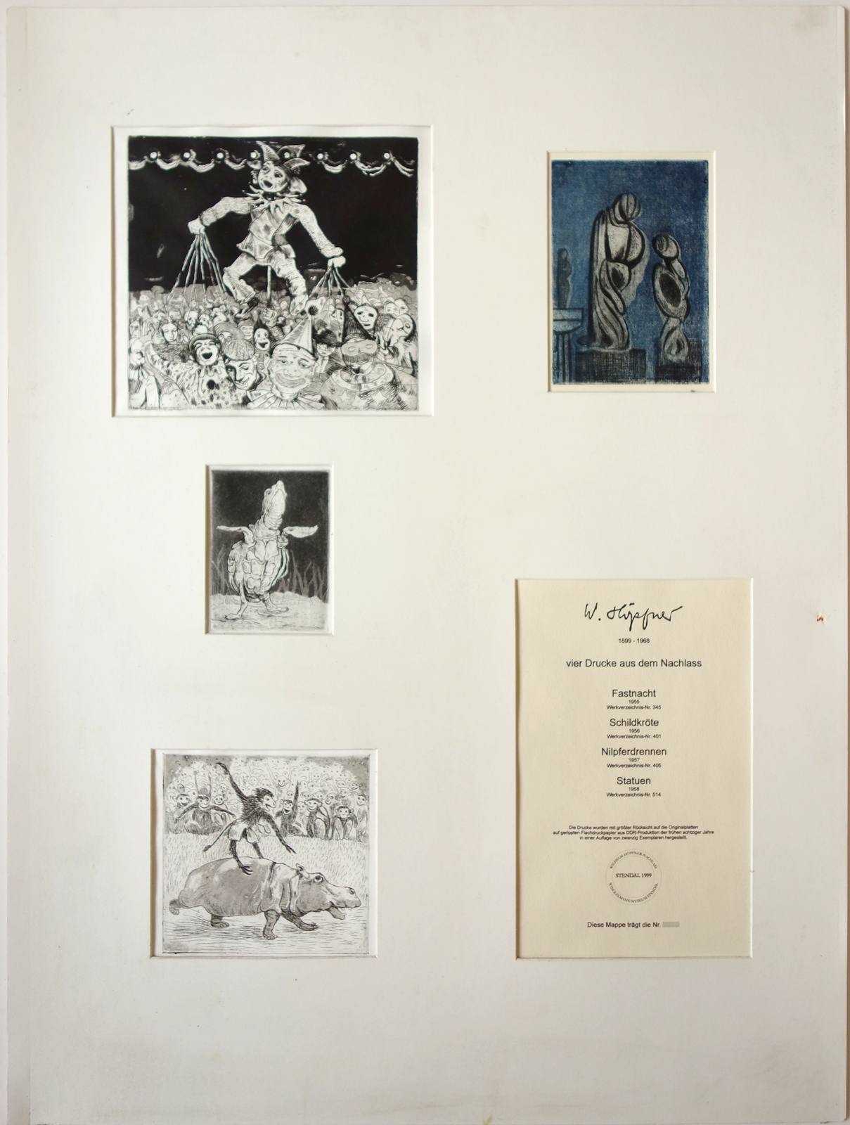 4 retrospektive Radierungen aus dem Nachlass von Wilhelm Höpfner (1899-1968)Abzüge von Origi