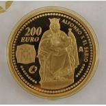 200 Euro 2008, Juan Carlos I, Spanien, 999er GoldKönig Alfonso X. Der Weise, 13,5g, in Kapse