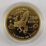 200 Euro 2007, Juan Carlos I, Spanien, 999er Gold50 Jahre Römische Verträge, 13,5g, in Kapse