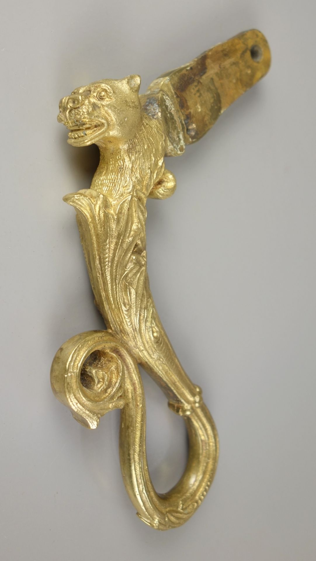 Doorknocker handle, probably 18th century, gilt bronze