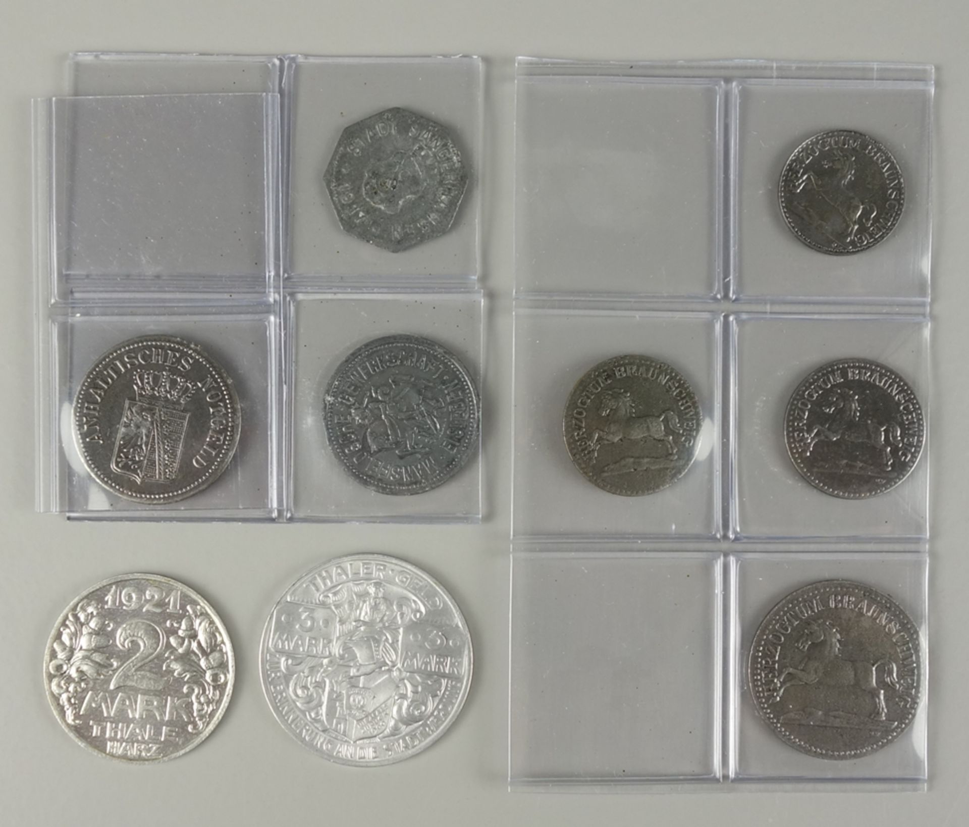 9 Notgeldmünzen, 1917, 1918 un 1921 und 1924