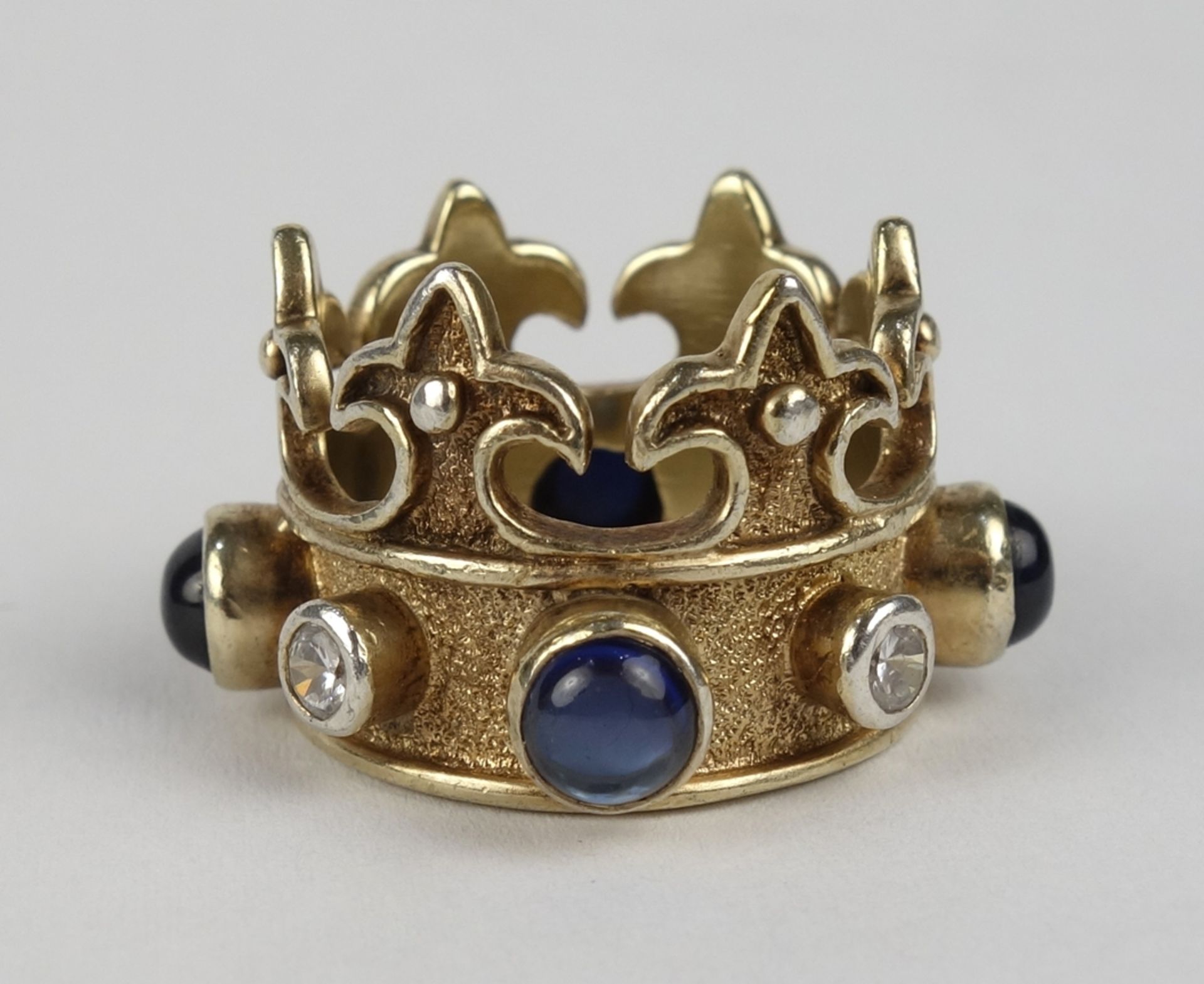 Kronen-Ring, 925er Silber/vergoldet, Gew.9,29g - Bild 2 aus 2