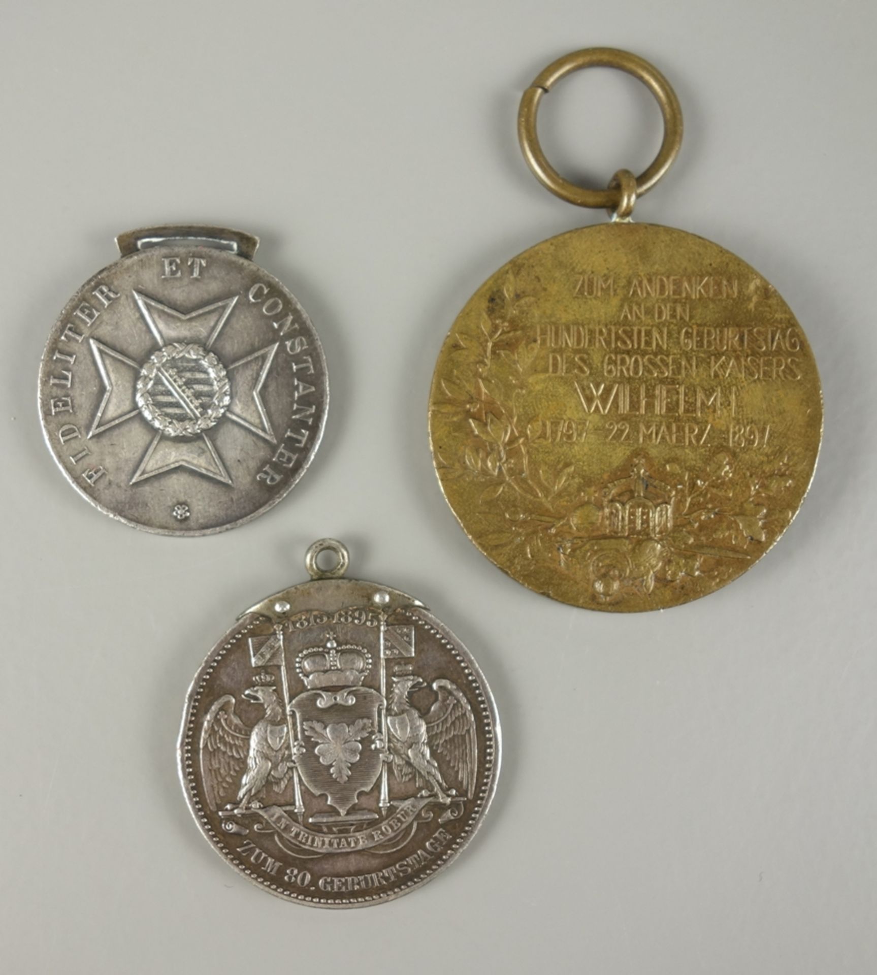 3 Medaillen / Plaketten, Preussen und Sachsen, Kaiserreich - Bild 2 aus 2