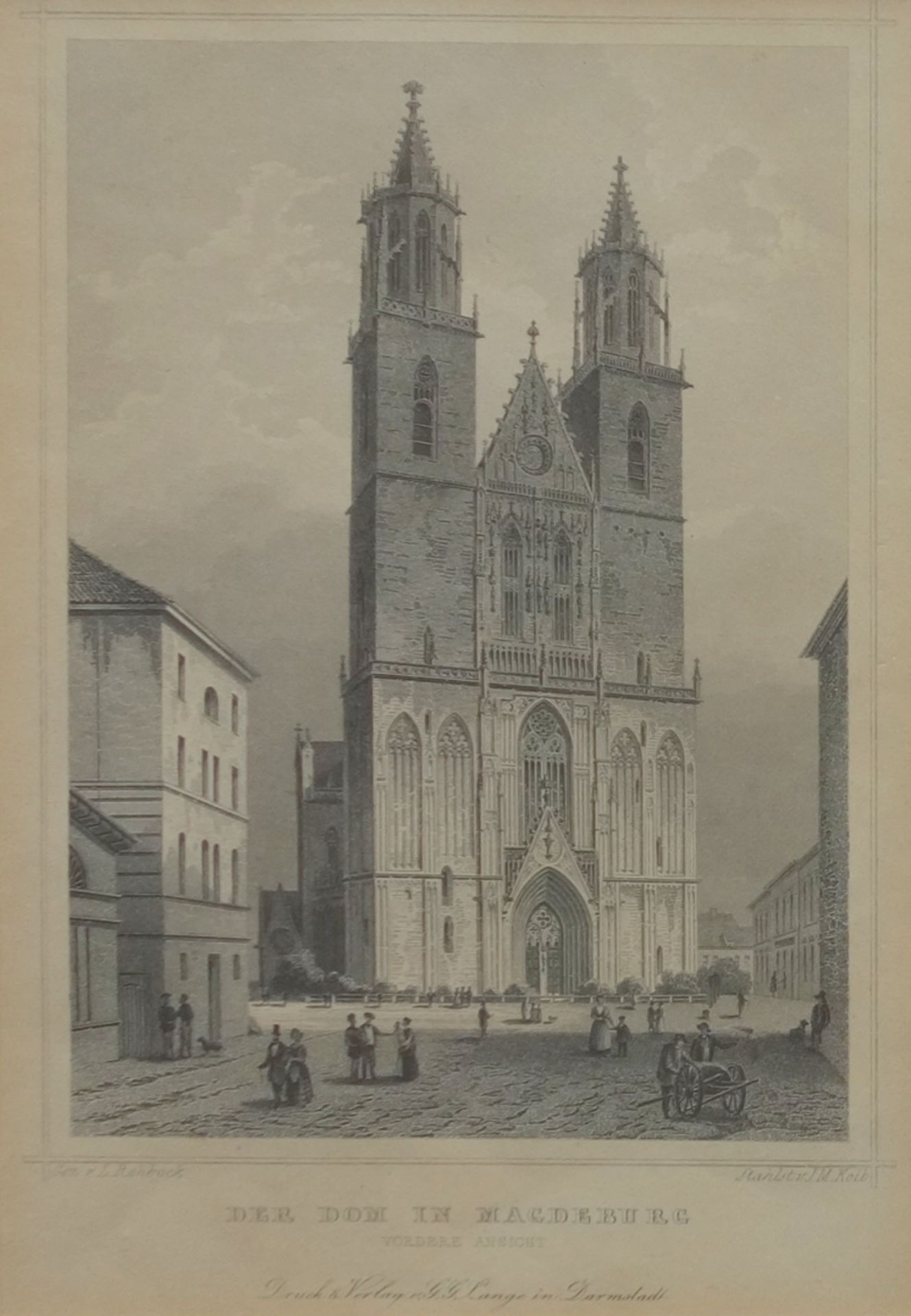 E. Patten, "Der Dom zu Magdeburg", mid 19th century, steel engraving after O. Wagner