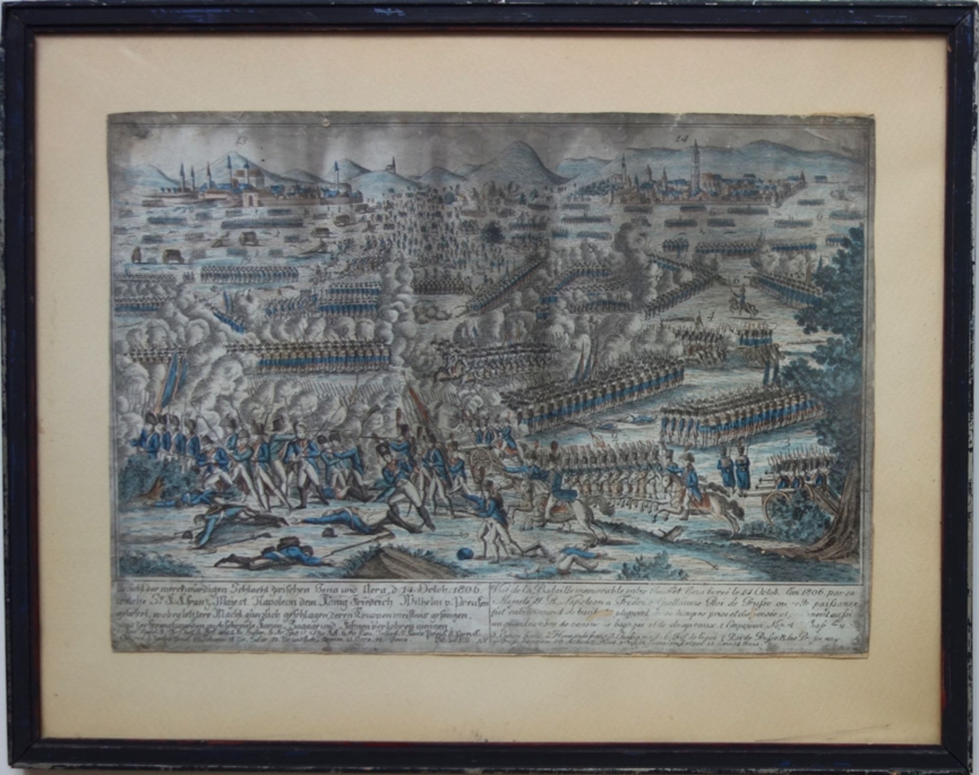 Historische Kupferstichkarte "Ansicht der merckwürdigen Schlacht zwischen Jena und Gera", 1806
