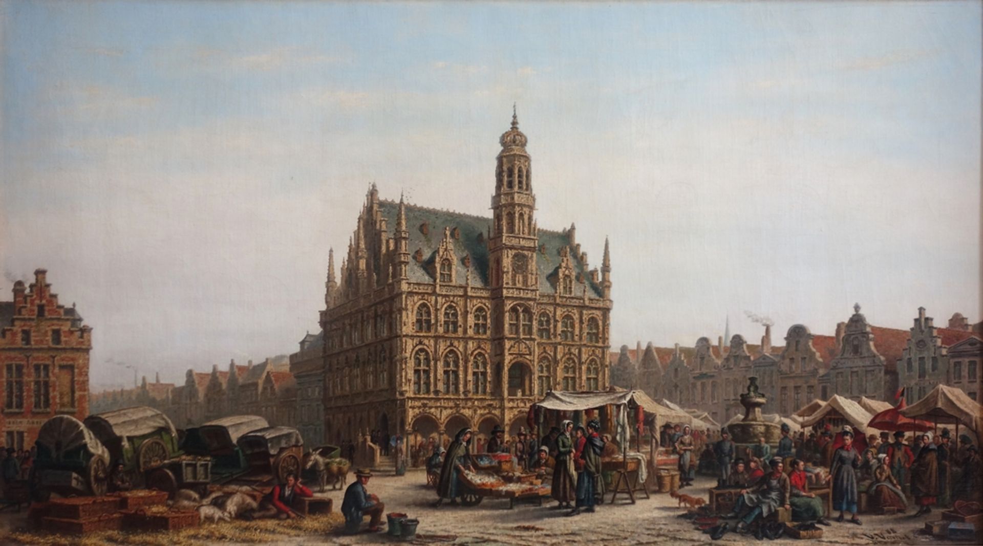 Victor Vervloet (1829-1904, BEL), "Rathaus von Oudenaarde", 1888, Öl/Lwd.