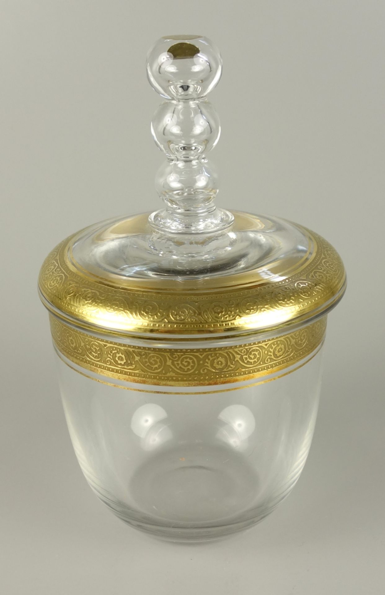 Lidded box with etched gold rim