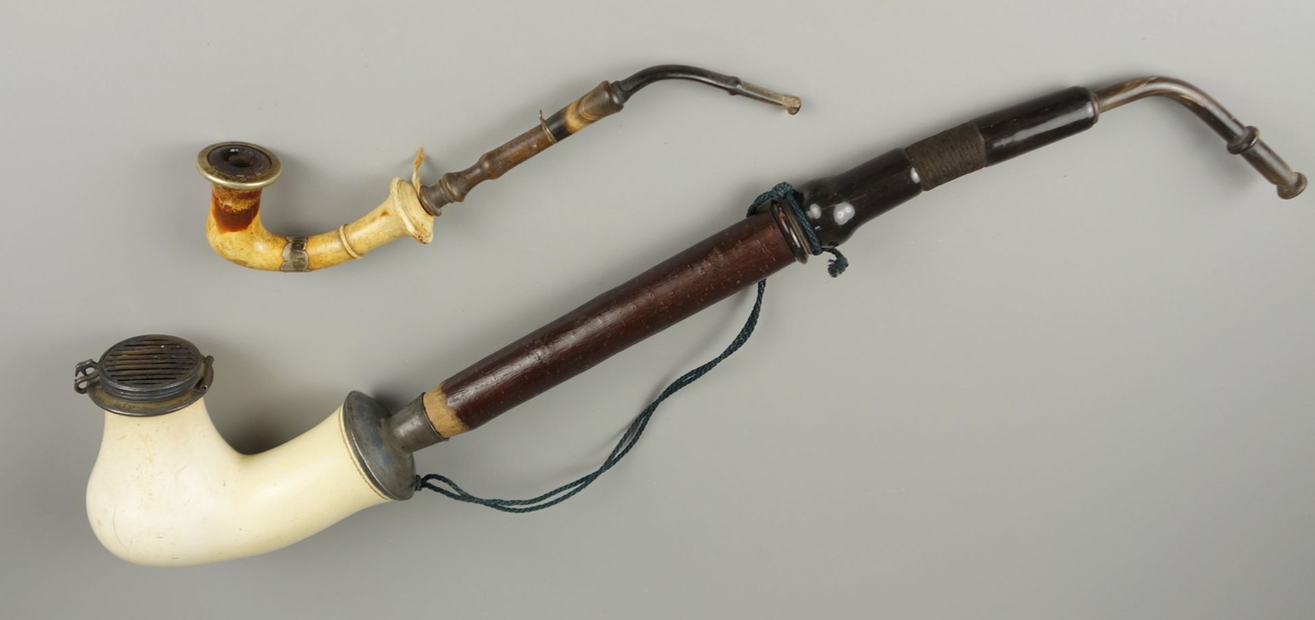 2 pipes, meerschaum, Biedermeier, 19th c.