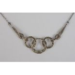 silbernes Collier mit Markasiten, Art Déco, Gew.6,52g