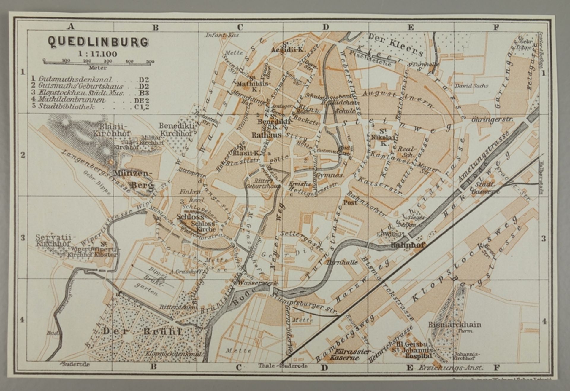 kleiner Stadtplan von Quedlinburg, um 1910