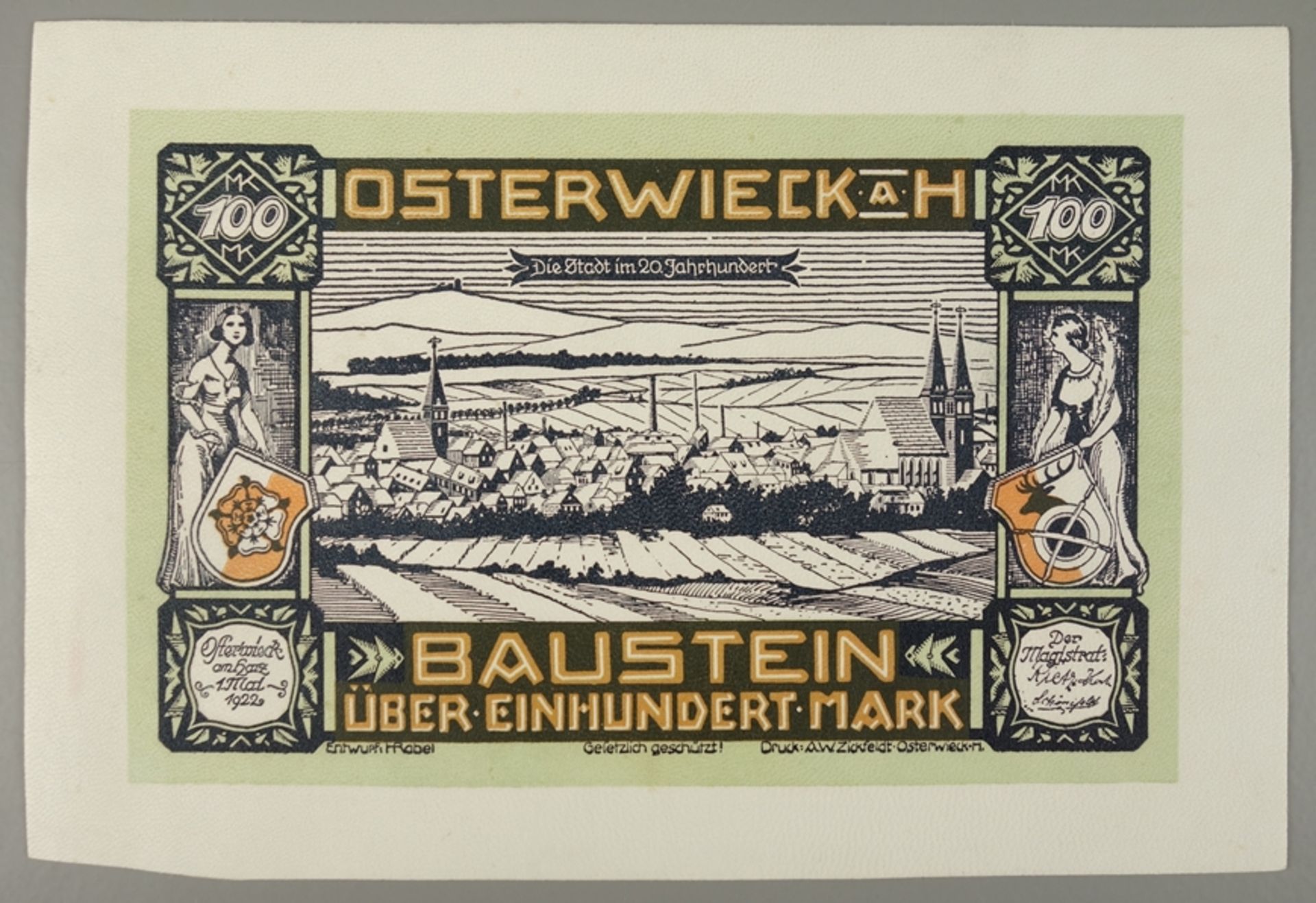 100 Mark 1922, Notgeld - Ledergeld, Osterwieck 