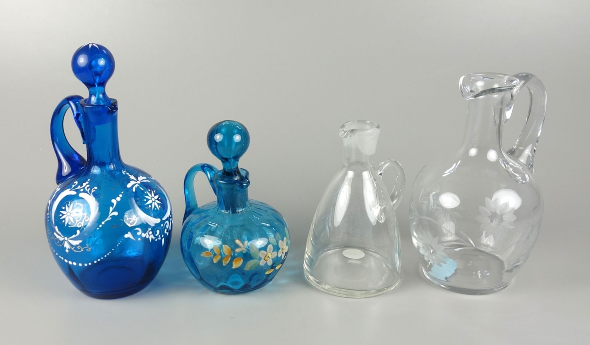 4 small carafes with handle, c.1890