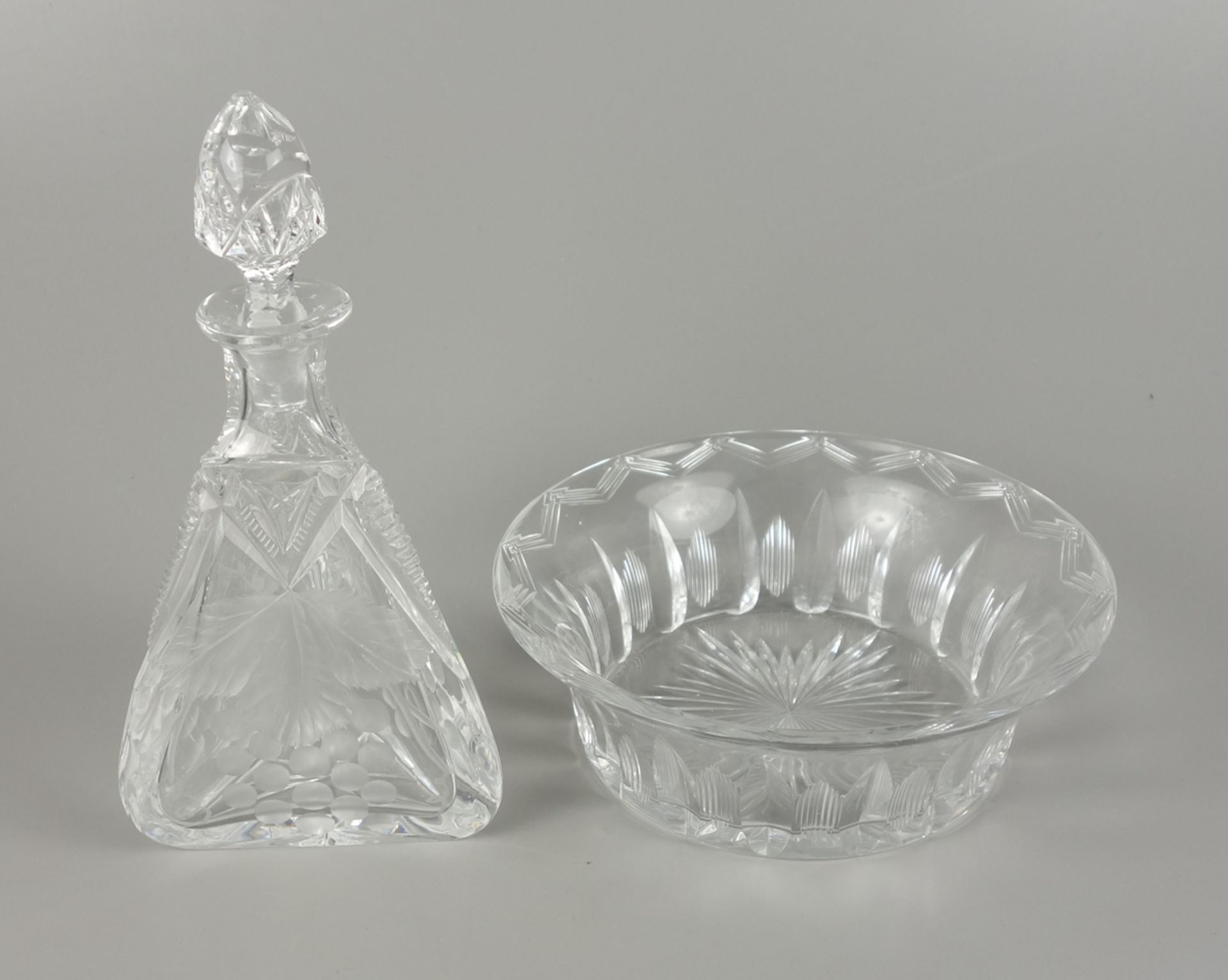 Crystal bowl and small carafe