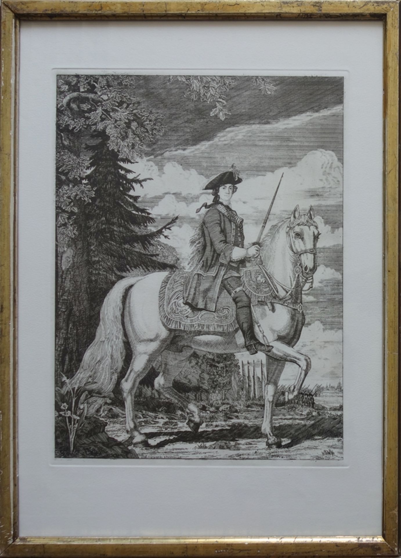 S. Putimcev (RUS), "Katharina II. in Gardeuniform, 1762", 2. Hälfte 20. Jh., Kupferstich