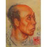 wohl Kopie nach Alexander E. Iacovleff (1887-1938, RUS), "Portrait eines Chinesen", Pastell/Aquarel