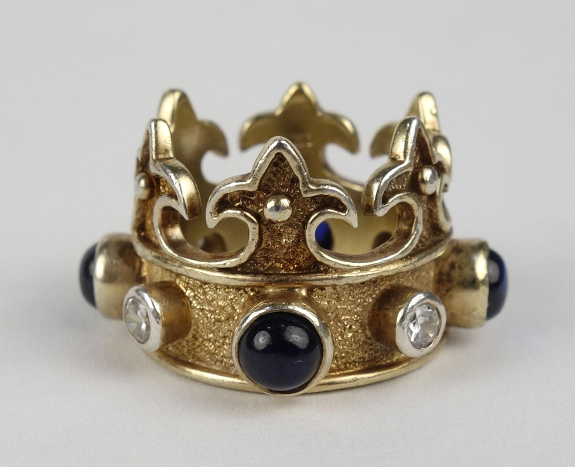 Kronen-Ring, 925er Silber/vergoldet, Gew.9,29g