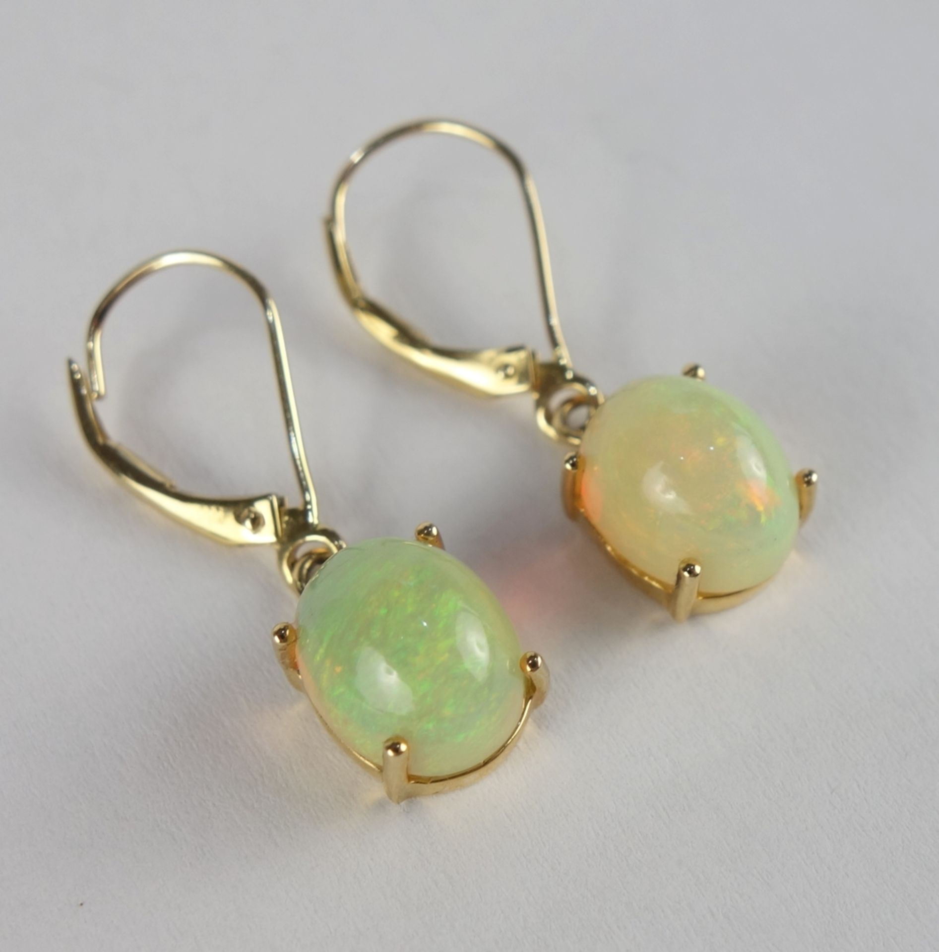 Opal-Anhänger an Kette und Paar Opal-Ohrringe, 585er Gold, Gew.7,01g - Bild 5 aus 5
