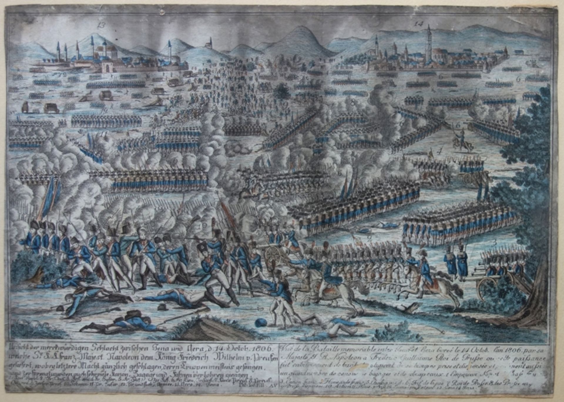 Historische Kupferstichkarte "Ansicht der merckwürdigen Schlacht zwischen Jena und Gera", 1806 - Bild 2 aus 2