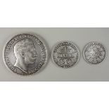 5 Mark Wilhelm II., 1903 A, Preussen, dazu 1 Mark 1915 und 1/2 Mark 1918
