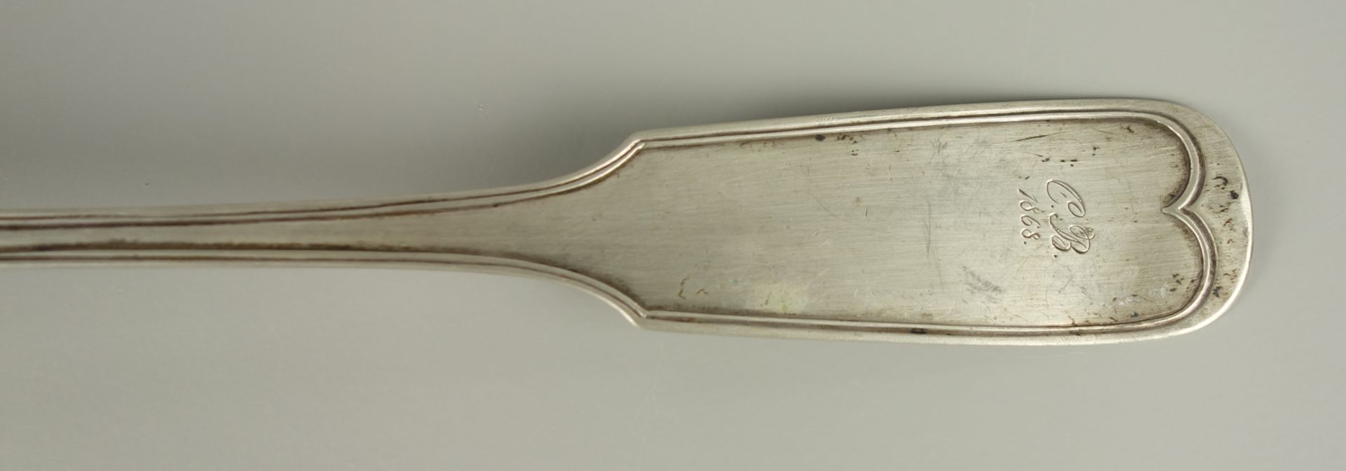 große Kelle, Dekor Augsburger Faden, F. Diercks, 12 Lot Silber - Bild 2 aus 3