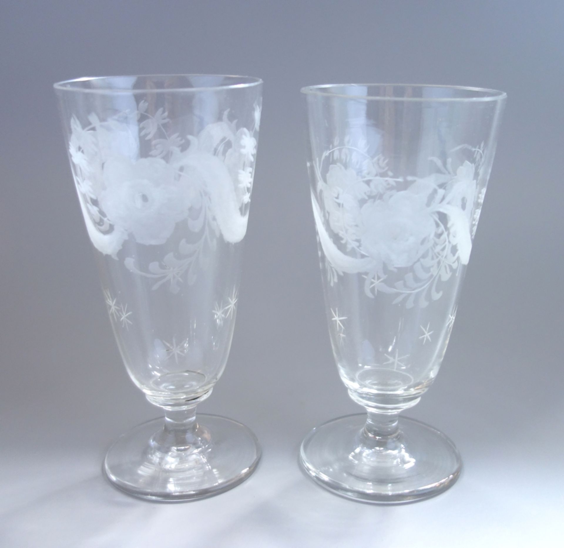 Pair of glasses with floral engraving, c.1860
