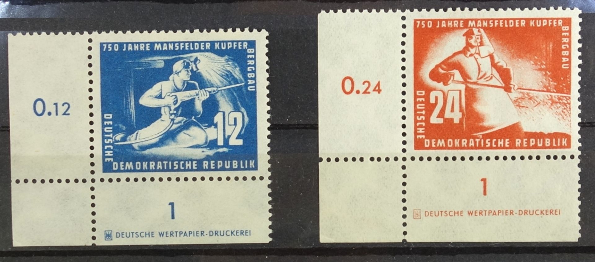 DDR, 750 Jahre Mansfelder Kupfer Bergbau, Michel-Nr.273/74 DZ