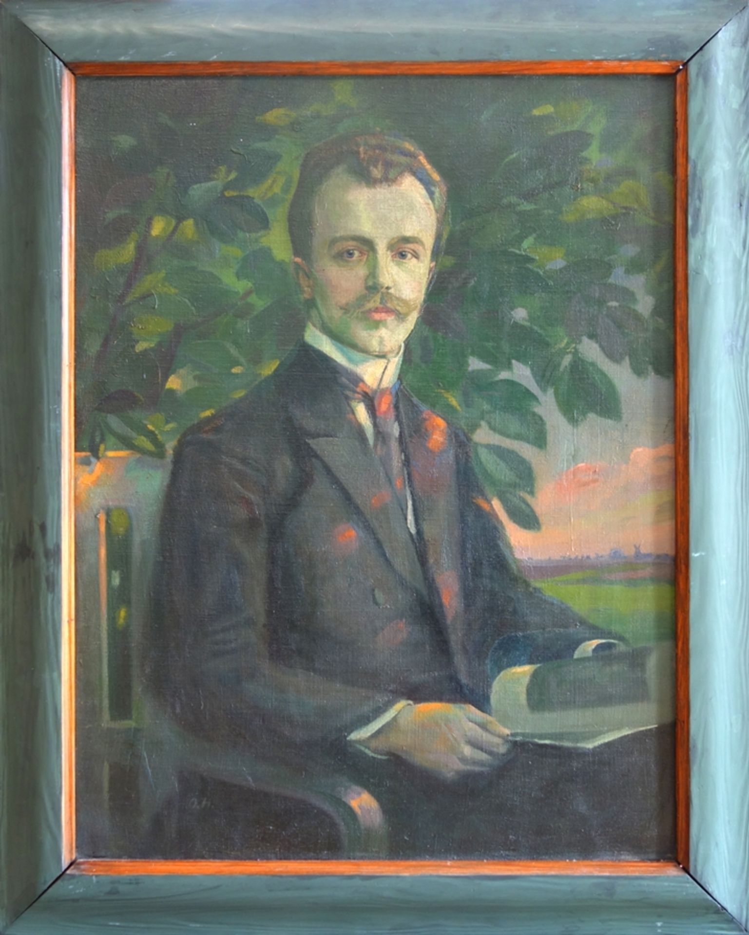 Otto Hänssgen (1885, Hassenhausen - 1956, Rethen), "Lehrer von Adenbüttel", um 1920, Öl/Lwd. - Bild 2 aus 5