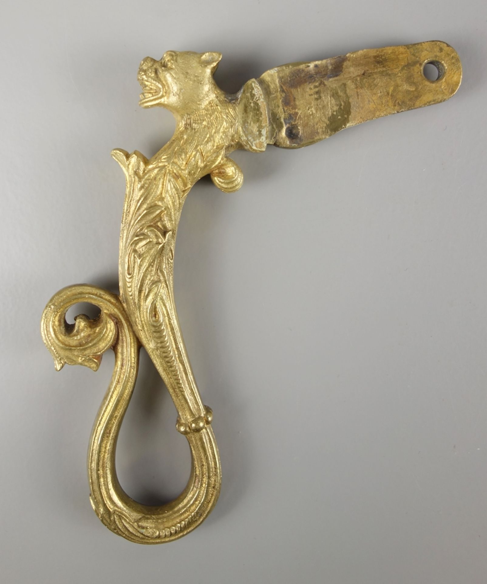 Doorknocker handle, probably 18th century, gilt bronze - Image 2 of 3