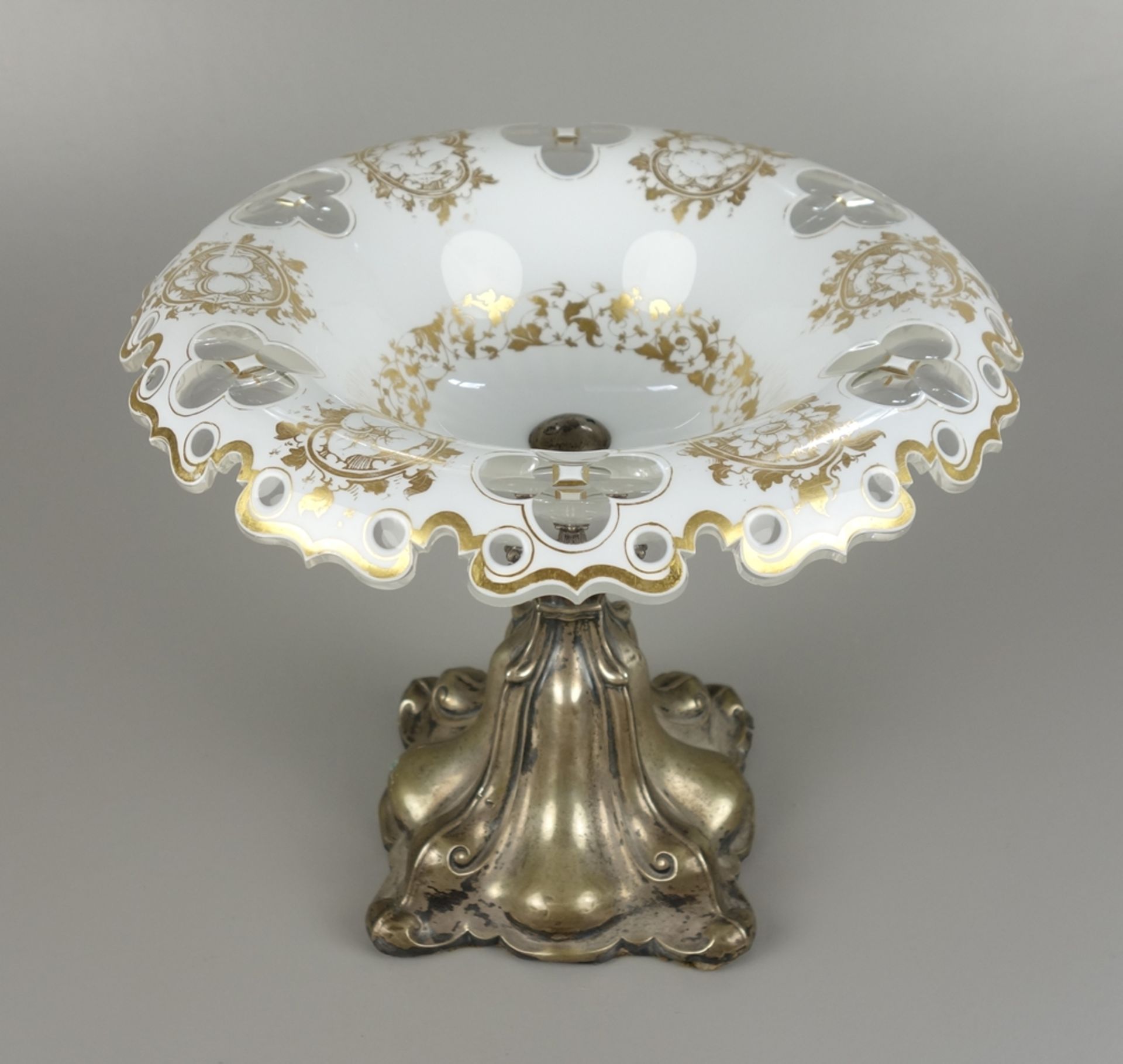 Crystal centrepiece with silver-plated stand, Bohemia, c. 1860 - Image 2 of 3