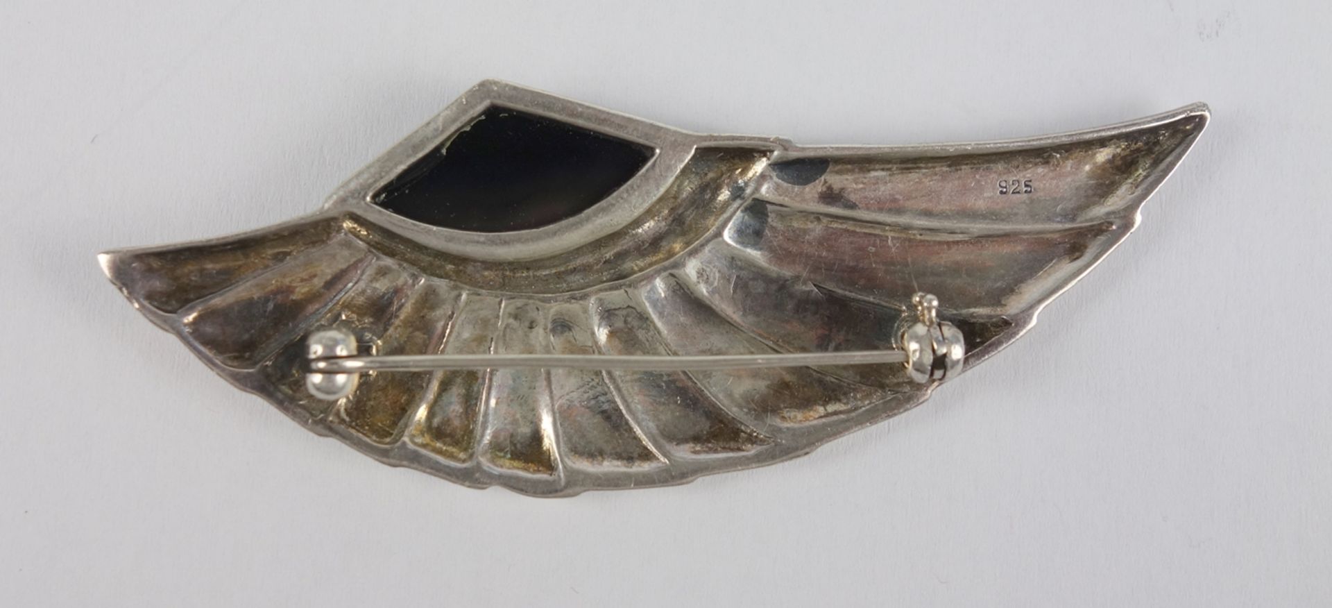 large brooch with onyx in art deco style, 925 silver, w.17,73g - Image 2 of 2