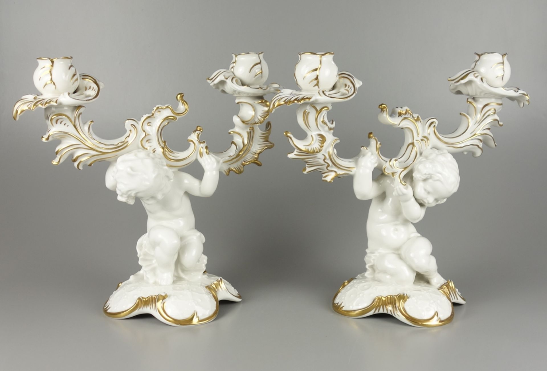 Pair of large figural candlesticks, Karl Tutter for Hutschenreuther, 1930s