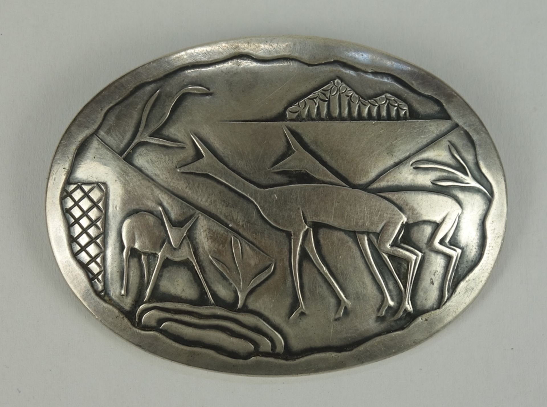 ovale Brosche, Art Déco, 800er Silber, Gew.32,19g