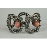 Armband mit Rhodochrosit-Cabochons, 925er Silber, 1970er Jahre