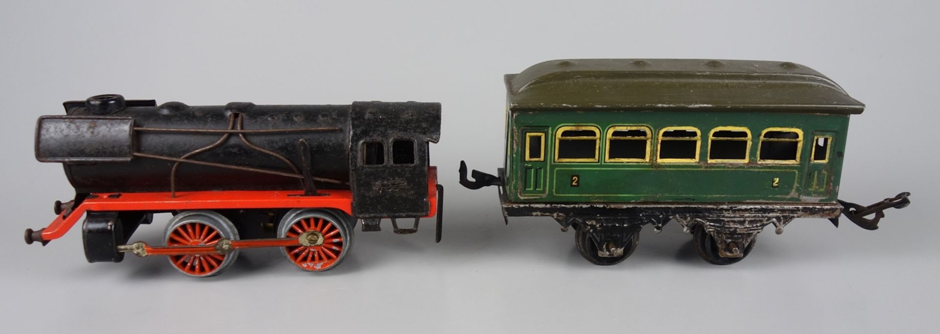 Dampflok und Personenwagen, 1* Bing, Spur 0 - Bild 2 aus 3