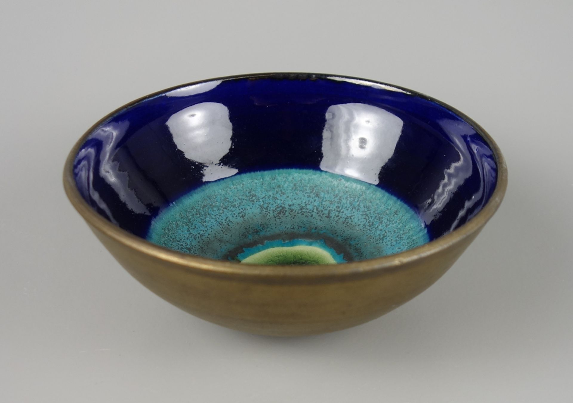 Bowl, outside gold glazed, studio pottery - Image 3 of 4