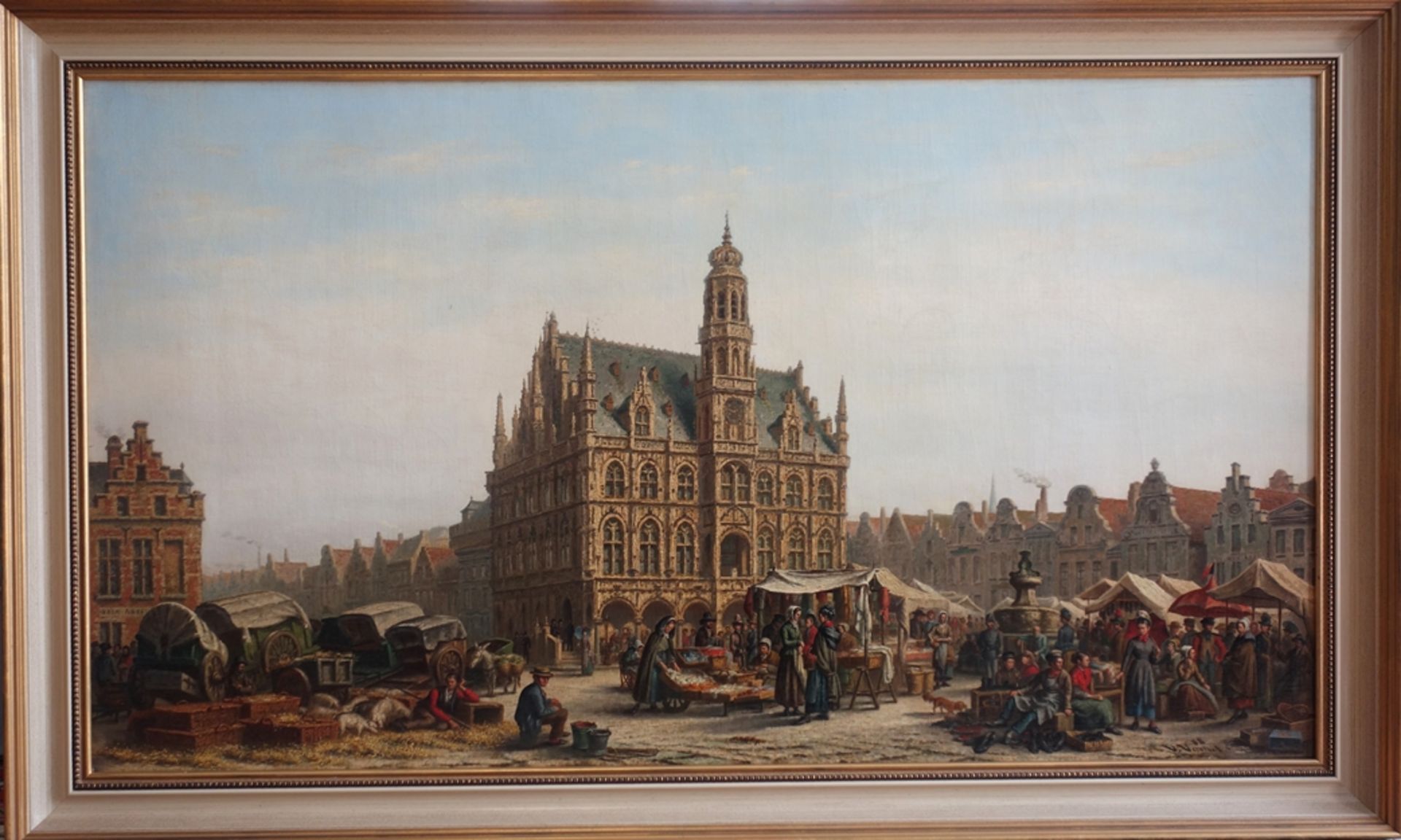 Victor Vervloet (1829-1904, BEL), "Rathaus von Oudenaarde", 1888, Öl/Lwd. - Bild 2 aus 6