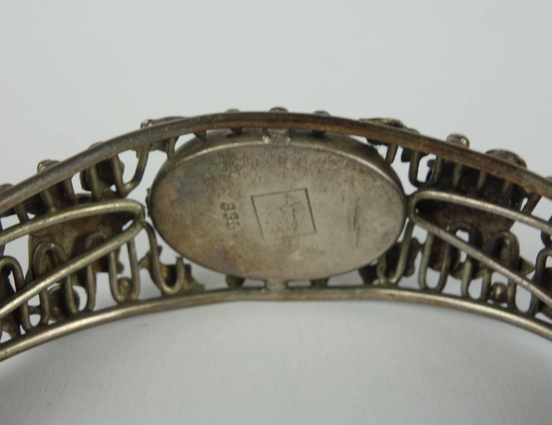 Armreif mit Bernstein, 835er Silber, VEB Fischlandschmuck, 1949/1950er Jahre - Bild 4 aus 4